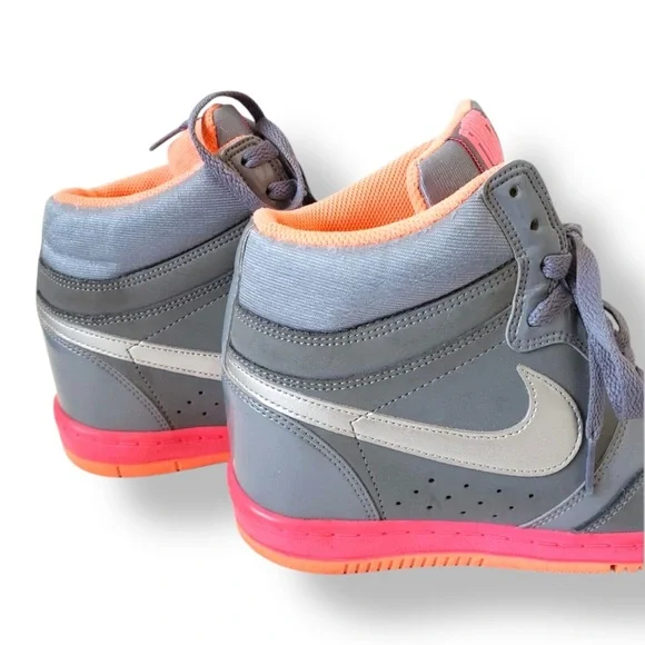 NIKE Force Dunk Sky Hi Hidden Wedge Heel Gray - Picture 8 of 13